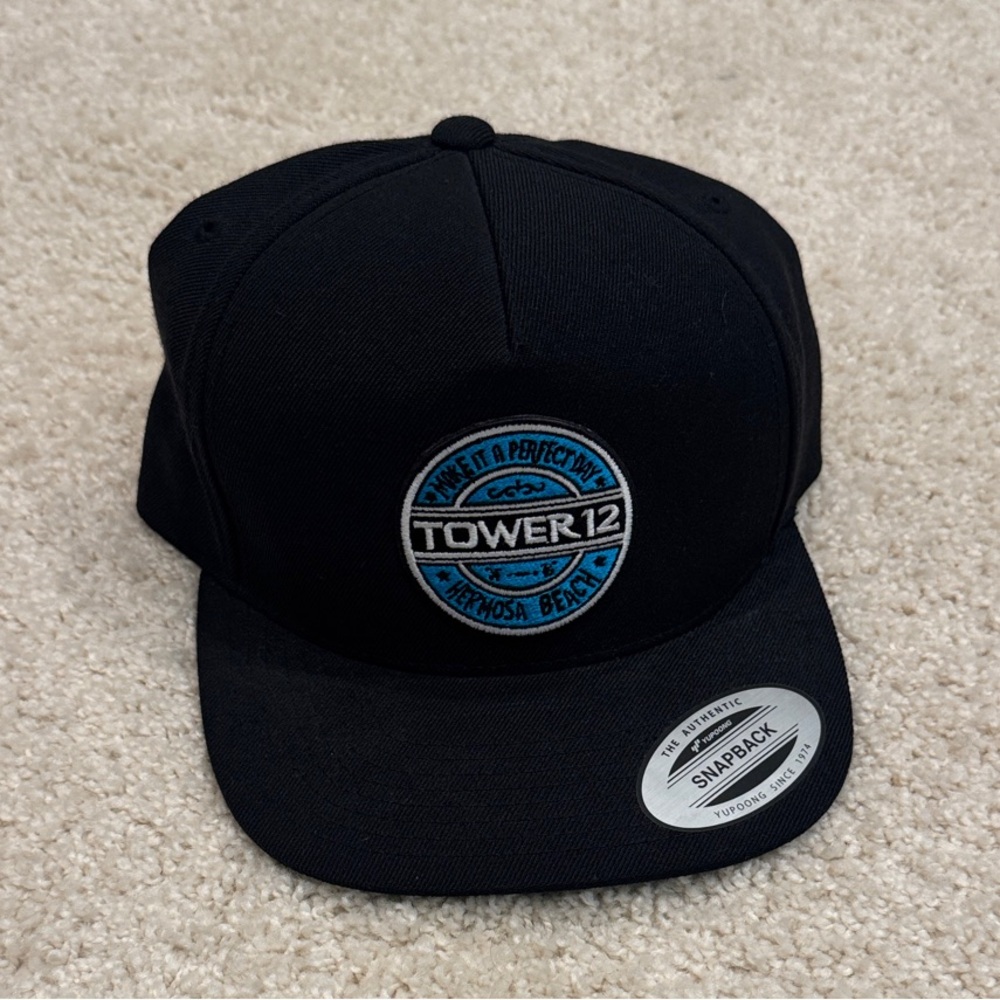 The Classic Black Cap with Blue Logo